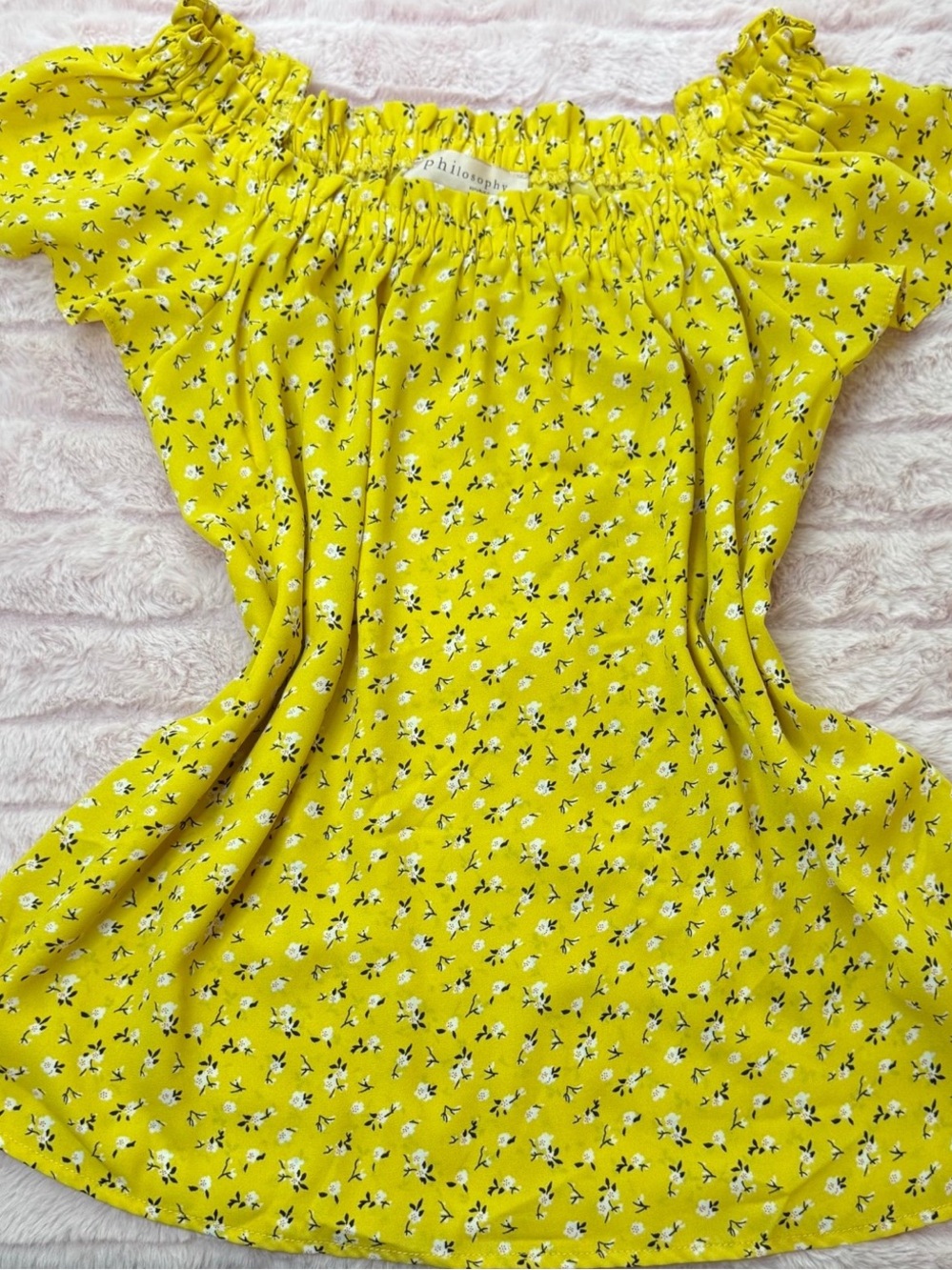 Philosophy - Yellow Ditzy Floral Off The Shoulder Top - Size XS